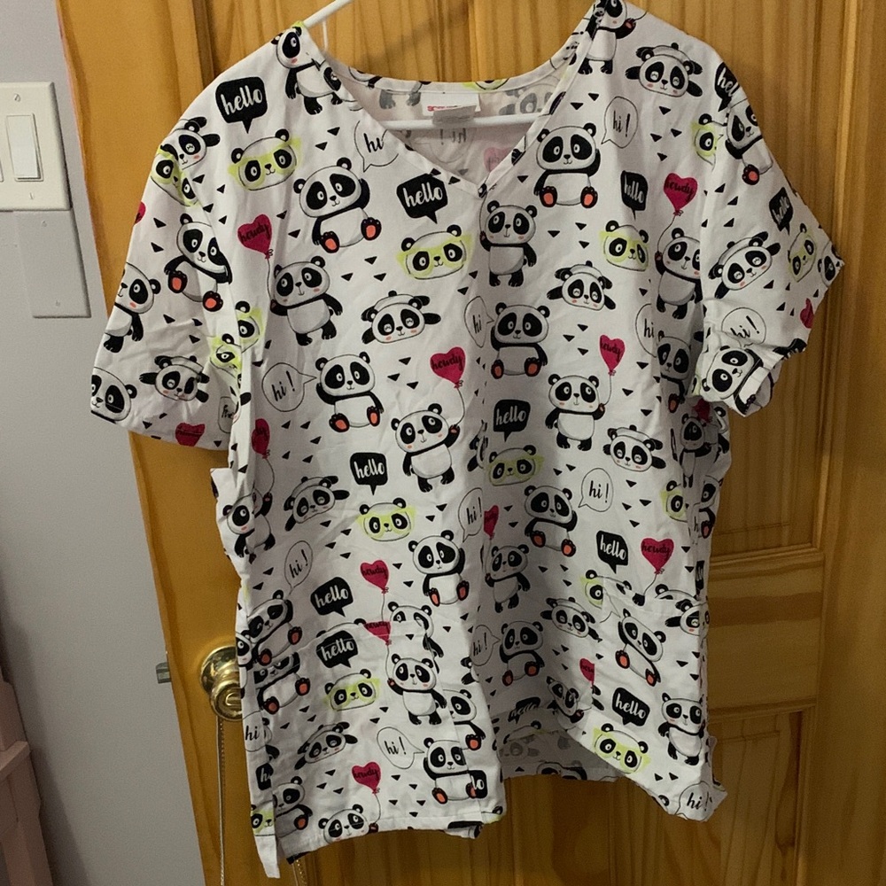 Scrubstar Heart and Panda Print Scrub Top